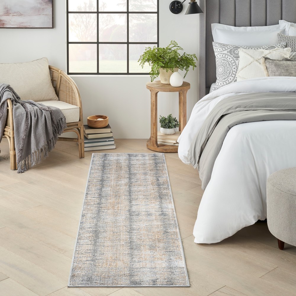 Abstract Hues ABH03 Runner Rugs by Nourison in Grey Gold